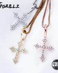 TOPGRILLZ 925 Sterling Silver Women Pendant Iced Cubic Zirconia Cross Pendant Fashion Hip Hop Jewelry For Gift
