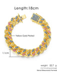 Cuban Bracelet On Hand For Men Luxury Iced Out Full Zircon Hip Hop Rapper Bling Link Chain Bracelet Homme Gold Color Jewelry