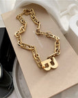 G&D 2023 New Hiphop Punk Luxury Design Letter B Charm Choker Gold Color Goth Jewelry Chunky Chain Necklace for Women Party Gift
