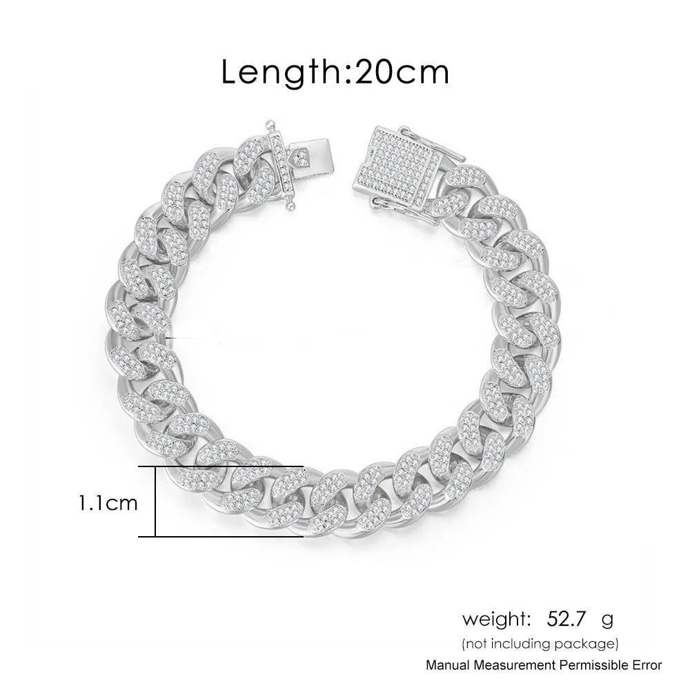 Cuban Bracelet On Hand For Men Luxury Iced Out Full Zircon Hip Hop Rapper Bling Link Chain Bracelet Homme Gold Color Jewelry