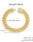 Cuban Bracelet On Hand For Men Luxury Iced Out Full Zircon Hip Hop Rapper Bling Link Chain Bracelet Homme Gold Color Jewelry