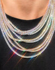 Hip Hop Tennis Chain Necklace Bling Bling Party Jewelry for Men Women Concerts Festivals Ideal Gift for Rapper Fans Trendsetters