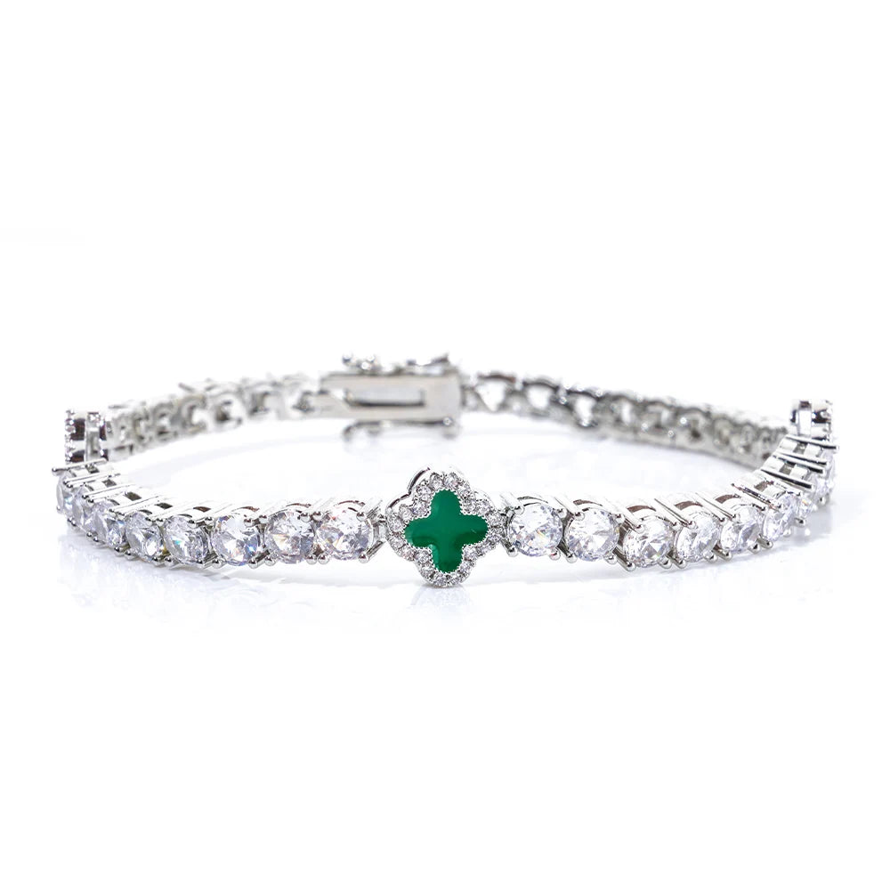 NY Women White Gold Plated Tennis Choker Necklace Red/Green/Blue/Black Charm Iced Out CZ Chain Fine Hiphop Jewelry