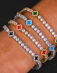 NY Women White Gold Plated Tennis Choker Necklace Red/Green/Blue/Black Charm Iced Out CZ Chain Fine Hiphop Jewelry