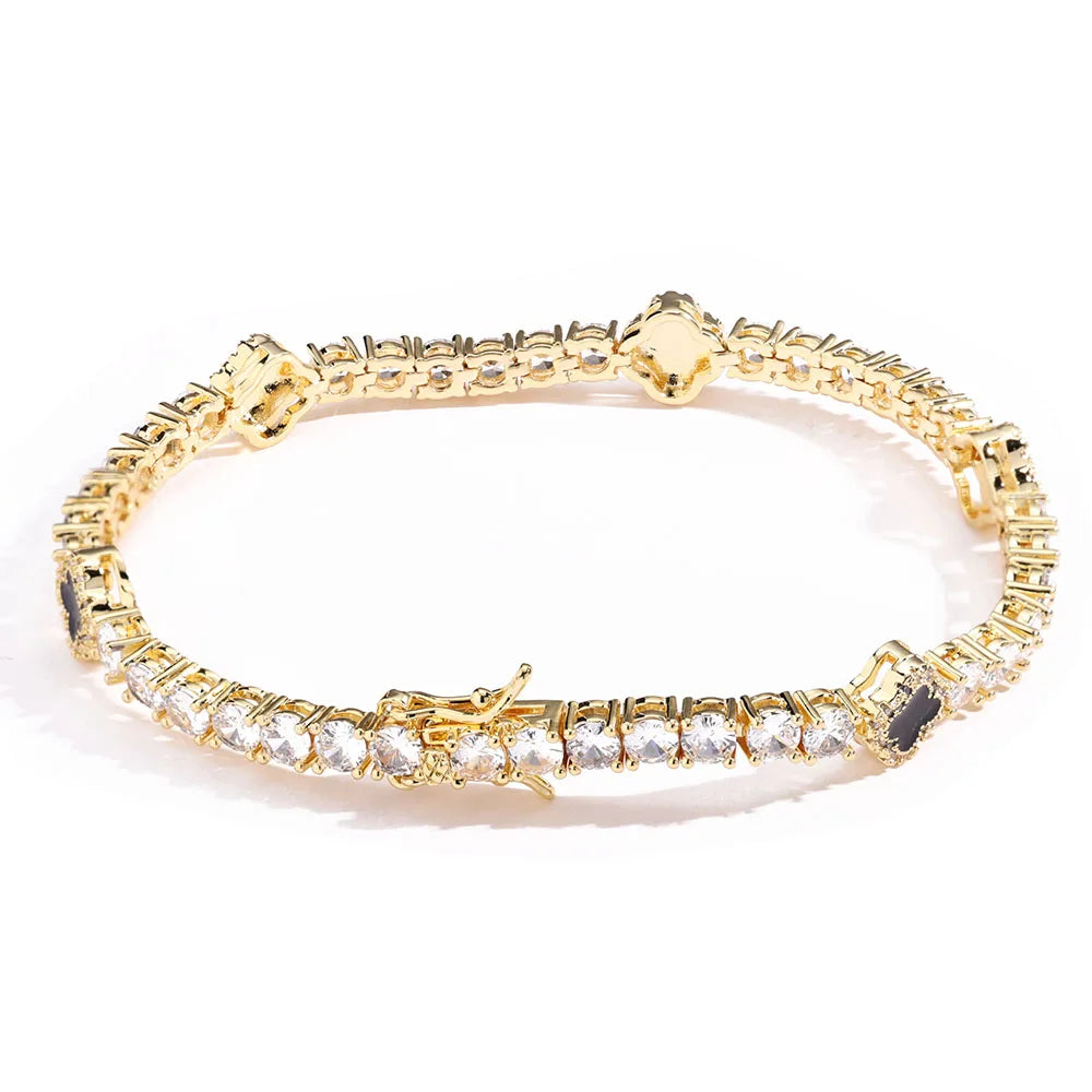 NY Fashion Design Dainty Tennis Chain Gold/Silver Plated Zircon Bracelet Luxury Hip Hop Jewelry for Men Women party Gift