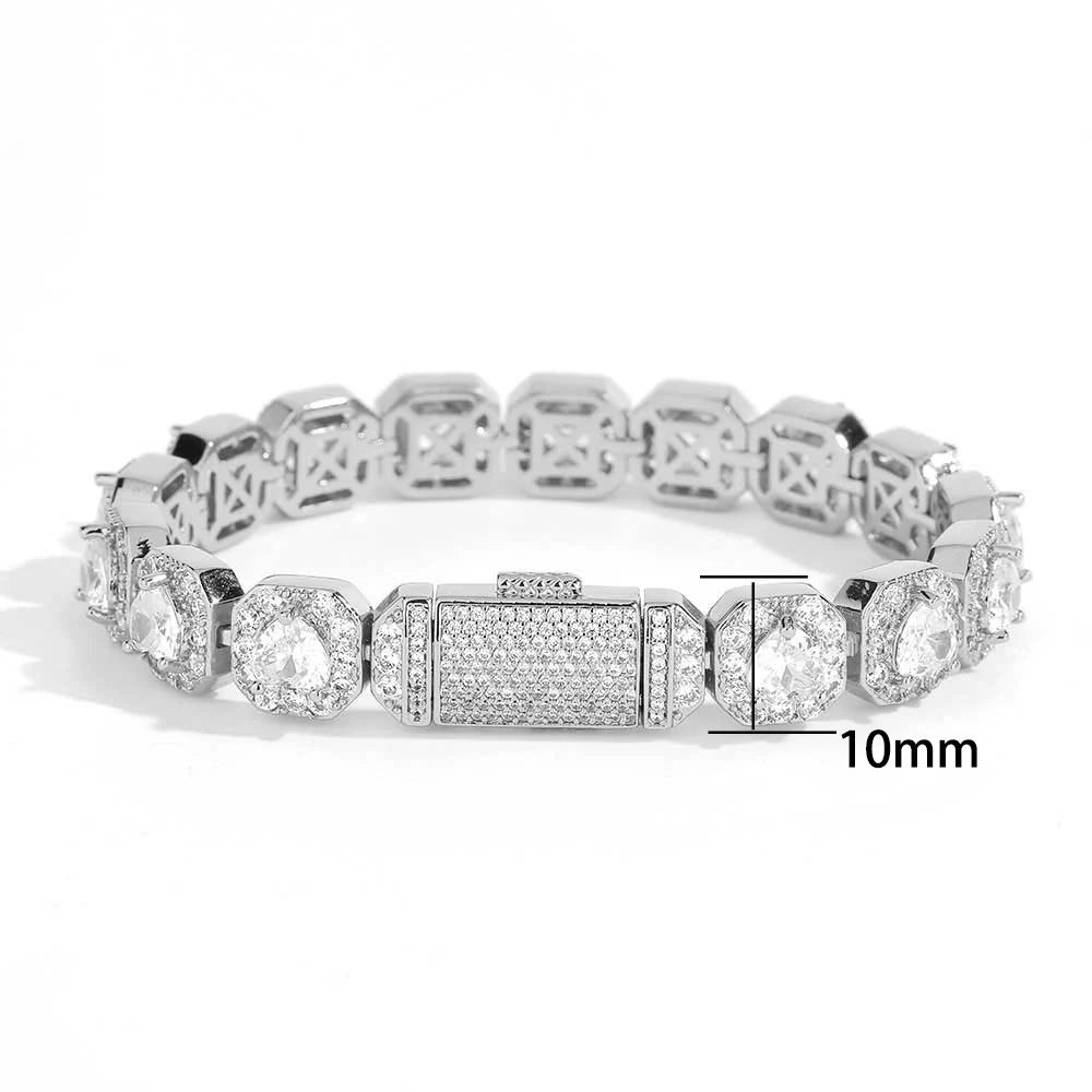 Hip Hop Jewelry 7/10/12mm Tennis Chain Necklace Bling Iced Zircon Cluster Diamond Gold Plated Choker for Women Men Party Gift