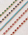 Bridal Fashion Hip Hop Rainbow Zircon Crystal Necklace Gold Silver Color Tennis Chain Necklace For Women Party Jewelry Gift