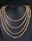 NY Women White Gold Plated Tennis Choker Necklace Red/Green/Blue/Black Charm Iced Out CZ Chain Fine Hiphop Jewelry