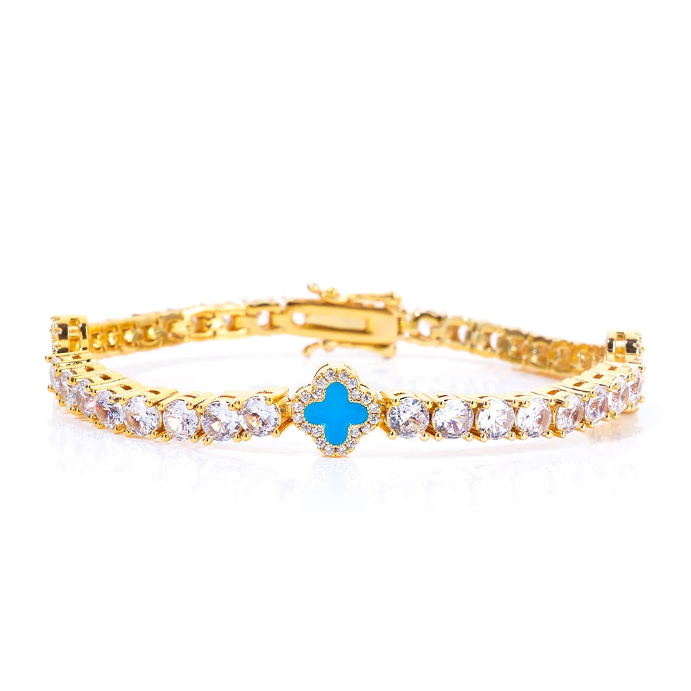 NY Women White Gold Plated Tennis Choker Necklace Red/Green/Blue/Black Charm Iced Out CZ Chain Fine Hiphop Jewelry