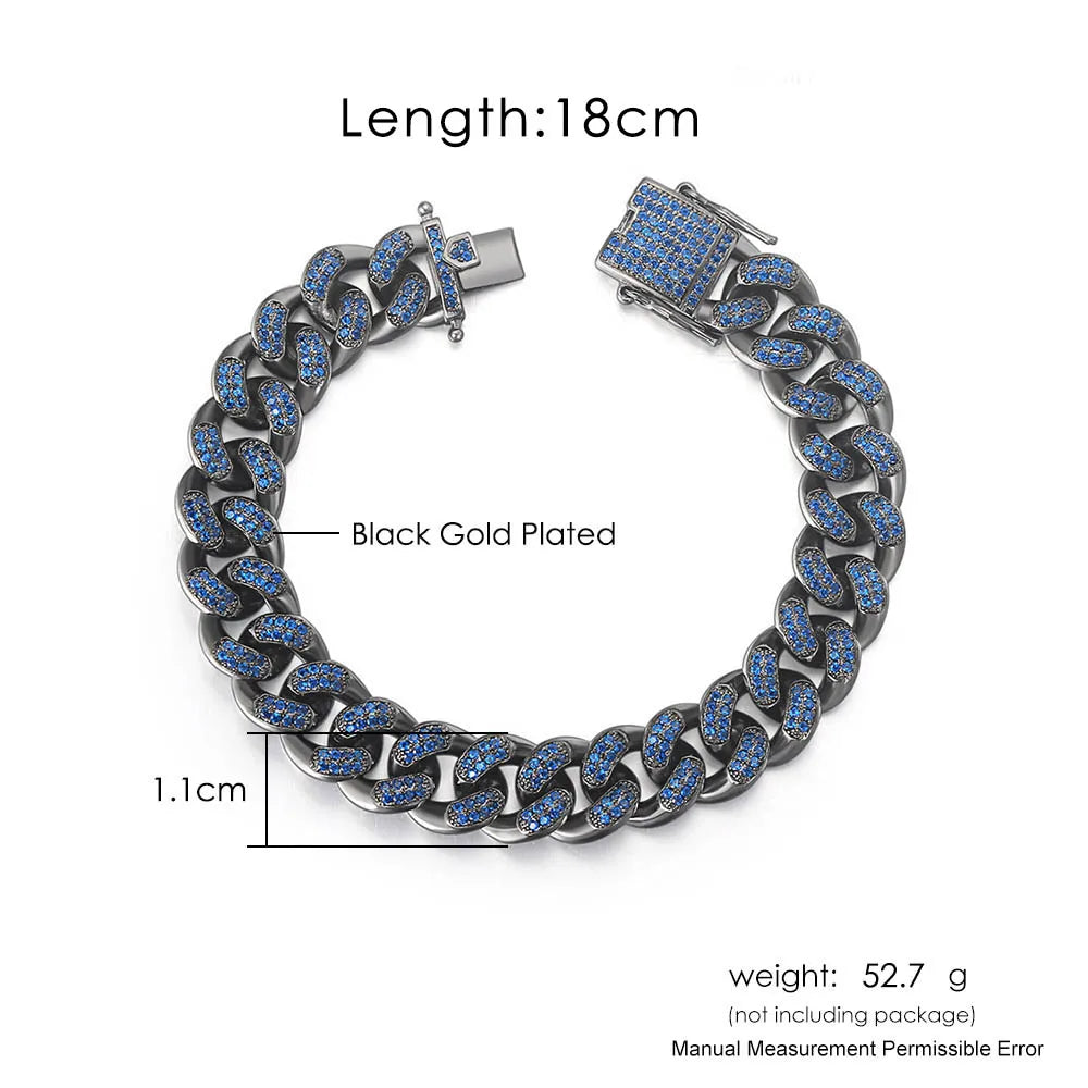 Cuban Bracelet On Hand For Men Luxury Iced Out Full Zircon Hip Hop Rapper Bling Link Chain Bracelet Homme Gold Color Jewelry