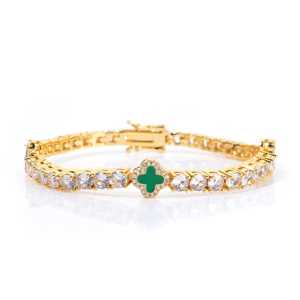 NY Women White Gold Plated Tennis Choker Necklace Red/Green/Blue/Black Charm Iced Out CZ Chain Fine Hiphop Jewelry