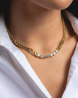 Hiphop Shinny Zircon Chain Necklace for Women INS Style Gold Plated Jewelry New
