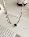 INS Imitation Pearl Necklace Women's Black Zircon Hip Hop Cool Neckchain Y2K Accessories Sweet Girl Party Birthday Jewelry Gift