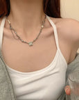 INS Imitation Pearl Necklace Women's Black Zircon Hip Hop Cool Neckchain Y2K Accessories Sweet Girl Party Birthday Jewelry Gift