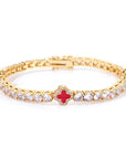 NY Women White Gold Plated Tennis Choker Necklace Red/Green/Blue/Black Charm Iced Out CZ Chain Fine Hiphop Jewelry