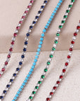 Bridal Fashion Hip Hop Rainbow Zircon Crystal Necklace Gold Silver Color Tennis Chain Necklace For Women Party Jewelry Gift