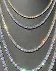 Hip Hop Zircon Crystal Necklace For Men Rock Silver Color Tennis Chain Necklace For Women Fashion Party Jewelry Gift