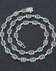 Fashion Luxury Jewelry Set 7mm Gemstone Green Link Necklace 18k Gold Plated Hip Hop Men Women CZ Diamond Clustered Chain