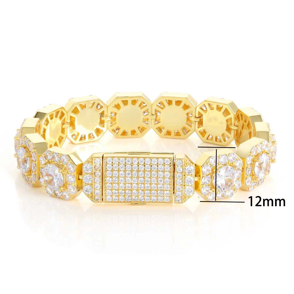 Hip Hop Jewelry 7/10/12mm Tennis Chain Necklace Bling Iced Zircon Cluster Diamond Gold Plated Choker for Women Men Party Gift