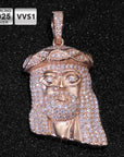 ICEBLING Hip Hop Jewelry Iced Out Moissanite Jesus Head Pendant Pass Diamond Test Rose Gold Plated 925 Silver Charm Necklace