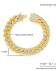 Cuban Bracelet On Hand For Men Luxury Iced Out Full Zircon Hip Hop Rapper Bling Link Chain Bracelet Homme Gold Color Jewelry