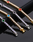 NY Women White Gold Plated Tennis Choker Necklace Red/Green/Blue/Black Charm Iced Out CZ Chain Fine Hiphop Jewelry