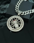 Men's Hip Hop Rotatable Spider Pendant Necklace - Gothic Cuban Chain, Iced Out Streetwear Jewelry,Trendy Unisex Gift for Rappers