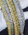 Hip Hop Jewelry 7/10/12mm Tennis Chain Necklace Bling Iced Zircon Cluster Diamond Gold Plated Choker for Women Men Party Gift