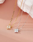 Fashion Tiny Flowers Dainty Necklace Gold Silver Color Stainless Steel Zircon Choker Necklace for Women Pendant Jewelry Gifts