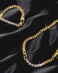 Hiphop Shinny Zircon Chain Necklace for Women INS Style Gold Plated Jewelry New