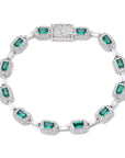Fashion Luxury Jewelry Set 7mm Gemstone Green Link Necklace 18k Gold Plated Hip Hop Men Women CZ Diamond Clustered Chain