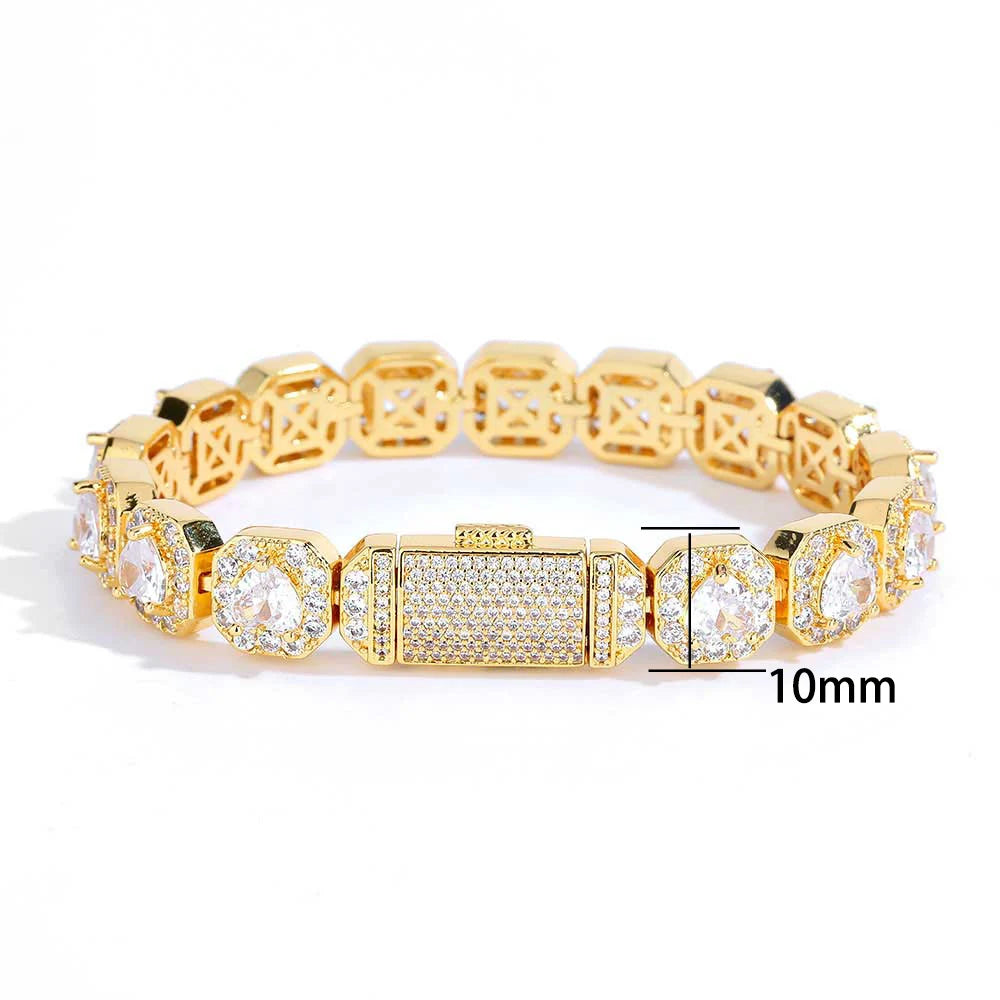 Hip Hop Jewelry 7/10/12mm Tennis Chain Necklace Bling Iced Zircon Cluster Diamond Gold Plated Choker for Women Men Party Gift