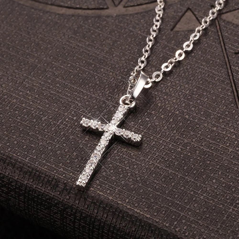 925 Sterling Silver Chain Necklace Personalized Hip Hop Cross Zircon Pendant Necklace for Women Men Party Fashion Jewelry Gift