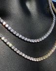 Hip Hop Zircon Crystal Necklace For Men Rock Silver Color Tennis Chain Necklace For Women Fashion Party Jewelry Gift