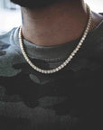 Hip Hop Zircon Crystal Necklace For Men Rock Silver Color Tennis Chain Necklace For Women Fashion Party Jewelry Gift