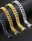 Cuban Bracelet On Hand For Men Luxury Iced Out Full Zircon Hip Hop Rapper Bling Link Chain Bracelet Homme Gold Color Jewelry