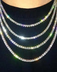 Hip Hop Tennis Chain Necklace Bling Bling Party Jewelry for Men Women Concerts Festivals Ideal Gift for Rapper Fans Trendsetters