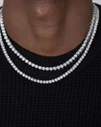 Hip Hop Zircon Crystal Necklace For Men Rock Silver Color Tennis Chain Necklace For Women Fashion Party Jewelry Gift