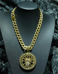 Men's Hip Hop Rotatable Spider Pendant Necklace - Gothic Cuban Chain, Iced Out Streetwear Jewelry,Trendy Unisex Gift for Rappers