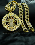 Men's Hip Hop Rotatable Spider Pendant Necklace - Gothic Cuban Chain, Iced Out Streetwear Jewelry,Trendy Unisex Gift for Rappers