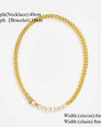Hiphop Shinny Zircon Chain Necklace for Women INS Style Gold Plated Jewelry New