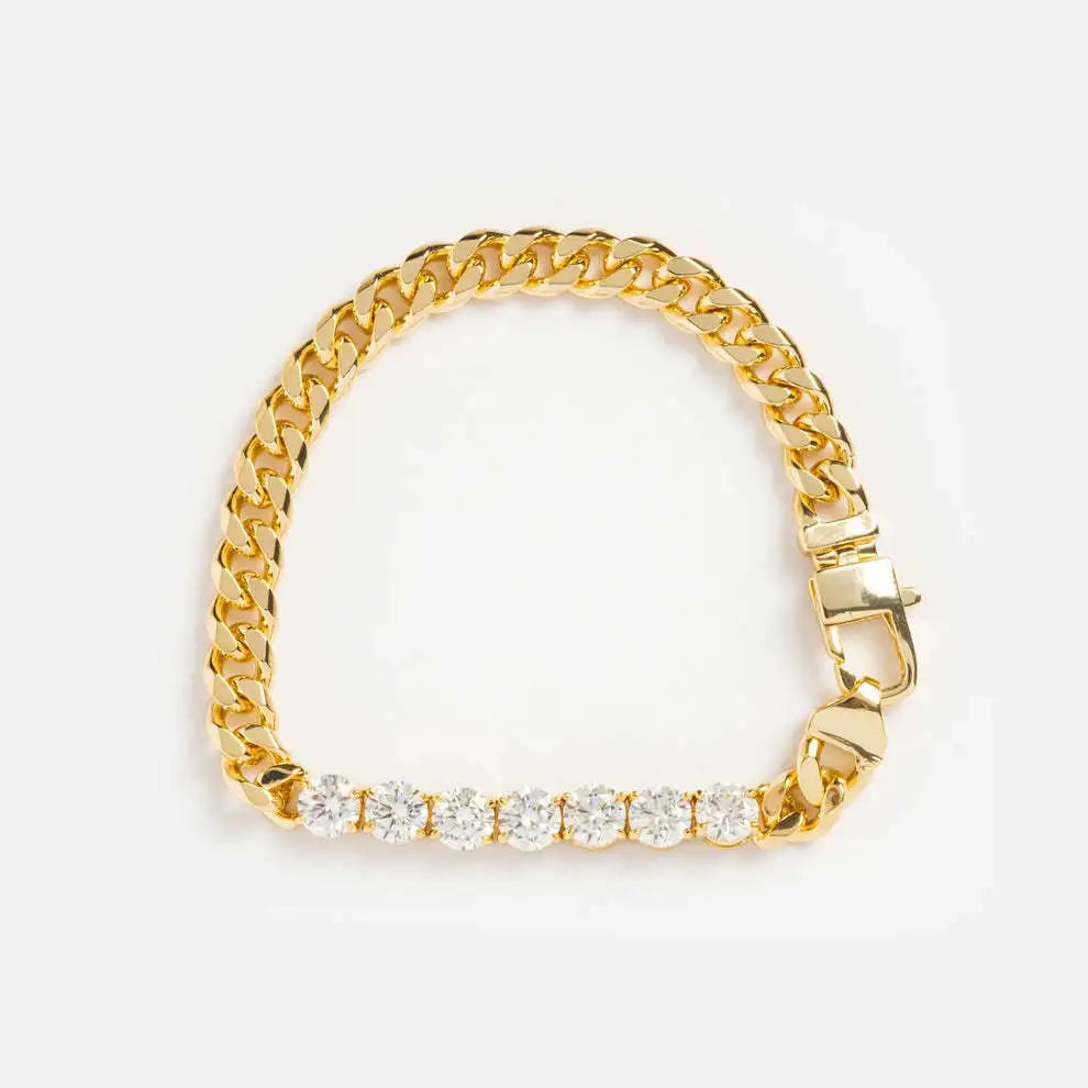 Hiphop Shinny Zircon Chain Necklace for Women INS Style Gold Plated Jewelry New