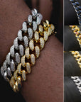 Cuban Bracelet On Hand For Men Luxury Iced Out Full Zircon Hip Hop Rapper Bling Link Chain Bracelet Homme Gold Color Jewelry