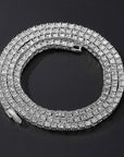 4mm Hip Hop Zircon Crystal Necklace For Men Rock Silver Color Tennis Chain Necklace For Women Fashion Party Jewelry Gift