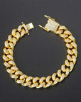 Cuban Bracelet On Hand For Men Luxury Iced Out Full Zircon Hip Hop Rapper Bling Link Chain Bracelet Homme Gold Color Jewelry