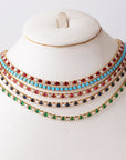 Bridal Fashion Hip Hop Rainbow Zircon Crystal Necklace Gold Silver Color Tennis Chain Necklace For Women Party Jewelry Gift